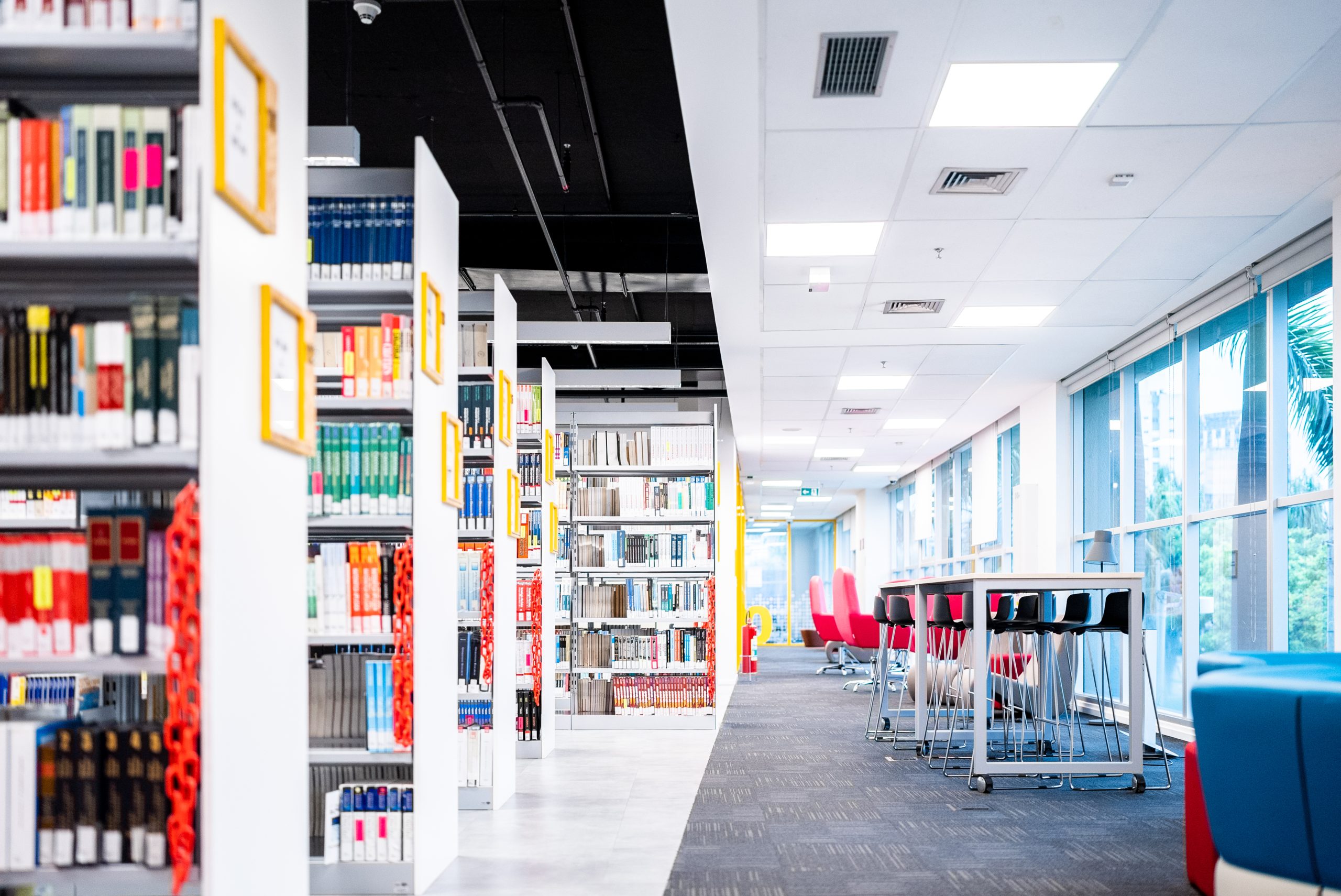 Interior of an empty the library
